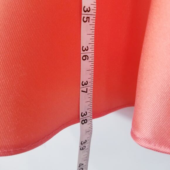 Sherri Hill Coral Formal Dress with Ruffles Fit & Flare Side Sheer Pockets - Picture 8 of 12